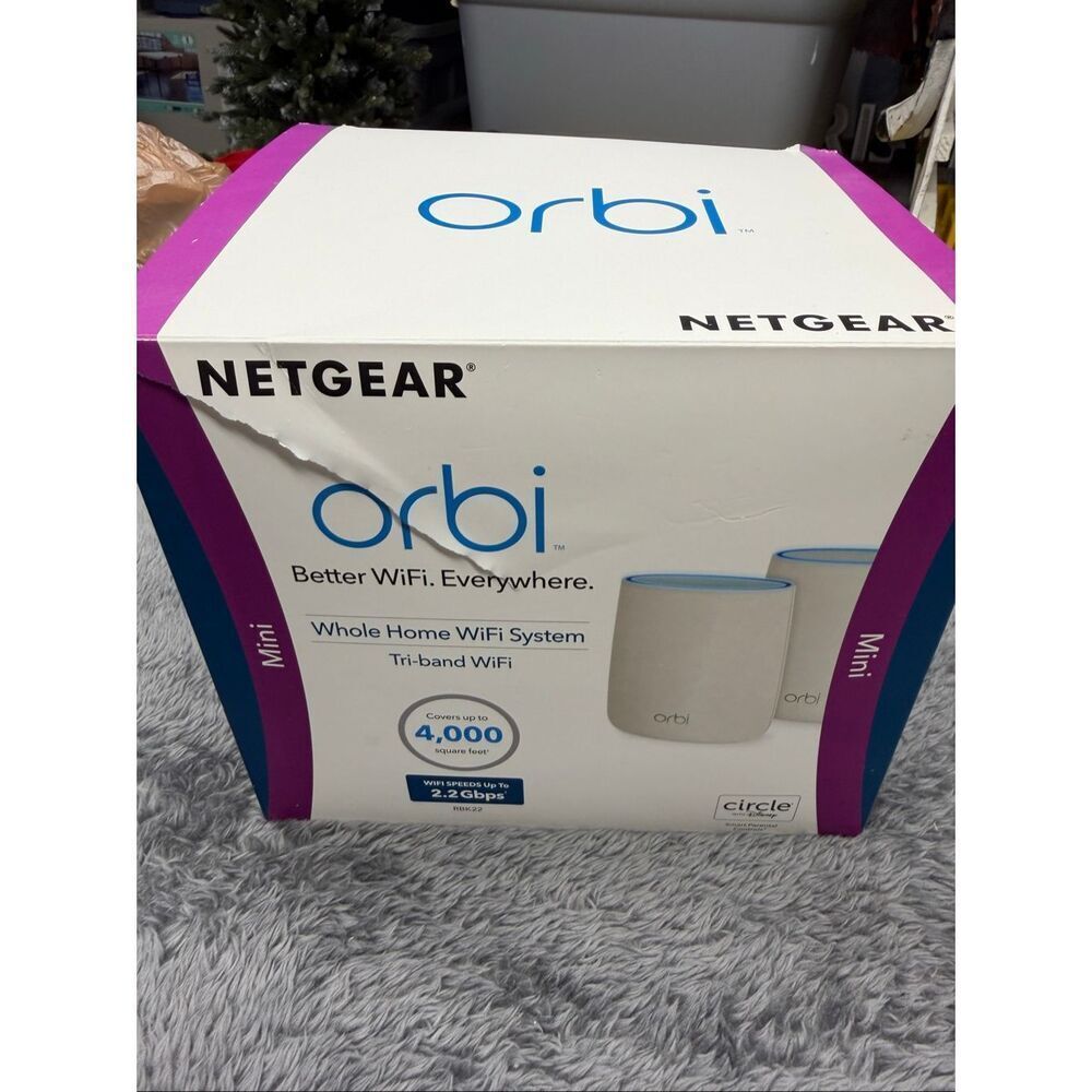 Netgear Orbi RBK22 Whole Home WiFi System Tri-band 4000 sq ft 2.2 Gbps